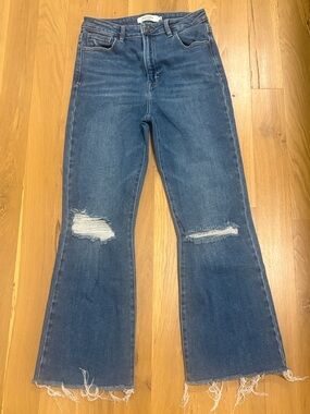 Hidden Jeans High-Rise Distressed Flare Jeans